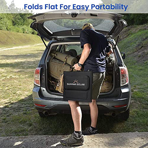 Sunyima 100W 18V Portable Solar Panel, Folding Monocrystalline Solar Panels With Usb/Qc 3.0 Compatible With Solar Generators Power Stations For Camping, Cell Phone, Tablet, Rv, Fishing. #TOP6