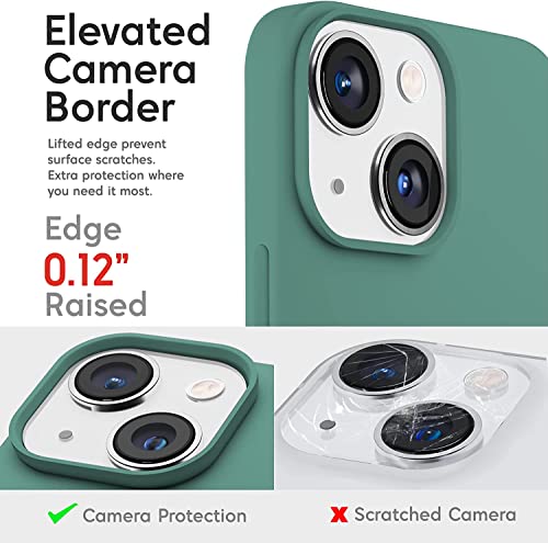 Image of Compatible with iPhone 14 Plus Silicone Case, Slim Shockproof Protective Cover, Drop Protection and Camera Protection, MagSafe Compatible, Soft Microfiber Lining Inside (Midnight Green)