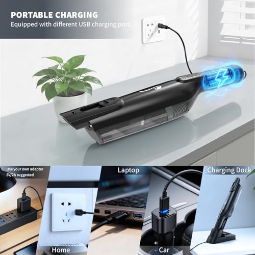 Image of Cordless Handheld Vacuum, Lightweight Portable Hand Vacuum Cleaner with LED Light,Rechargeable Hand Held Vacuum with One-Touch Empty, Powerful Suction for Office, Home,Car, Matte