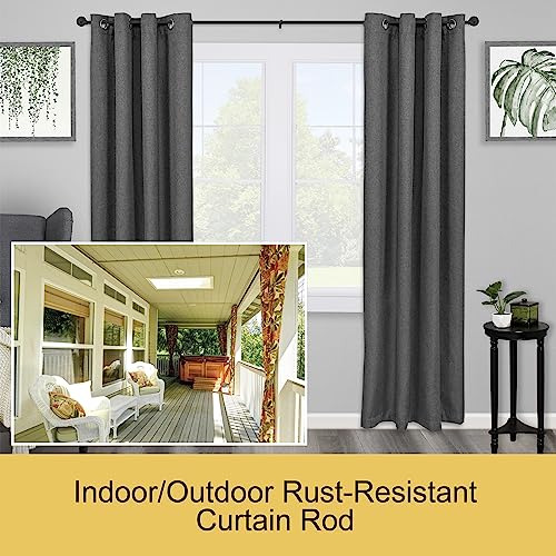 Kenney Kn90031 Adler Industrial Pipe Indoor/Outdoor Rust-Resistant Wrap Around Curtain Rod, 48-84" Adjustable Length, Black Finish, 5/8" Diameter Textured Steel Tube #TOP1
