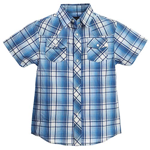 Image of Gioberti Boys Casual Western Plaid Pearl Snap-on Buttons Short Sleeve Shirt