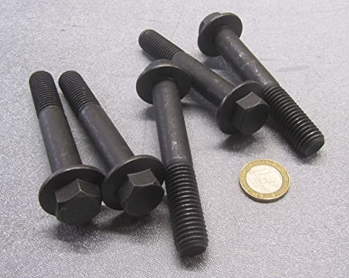 Class 10.9 Black Oxide Steel Flange Bolts M14 x 2 mm x 90 mm Long PT 5 pcs Bolt-5385-21-12