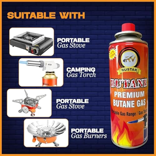 Image of Automatic Camping Gas Torch Blowtorch Welding Flame Gun Food Butane Gun Torch with Butane Gas Canister 225 GM (Flame Gun & 2 Gas Cane)