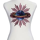TH715 Globe Design Iron on Applique Patches for Jacket Garment Beaded Sequins Embroidery Sticker Sew
