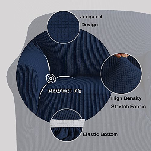 Turquoize 2 Piece Chair Covers Chair Slipcovers For Living Room Armchair Sofa Covers Chair Couch Cover With Arms Washable Furniture Protector For Chairs Feature Thick Jacquard Fabric (Chair, Navy) #TOP2