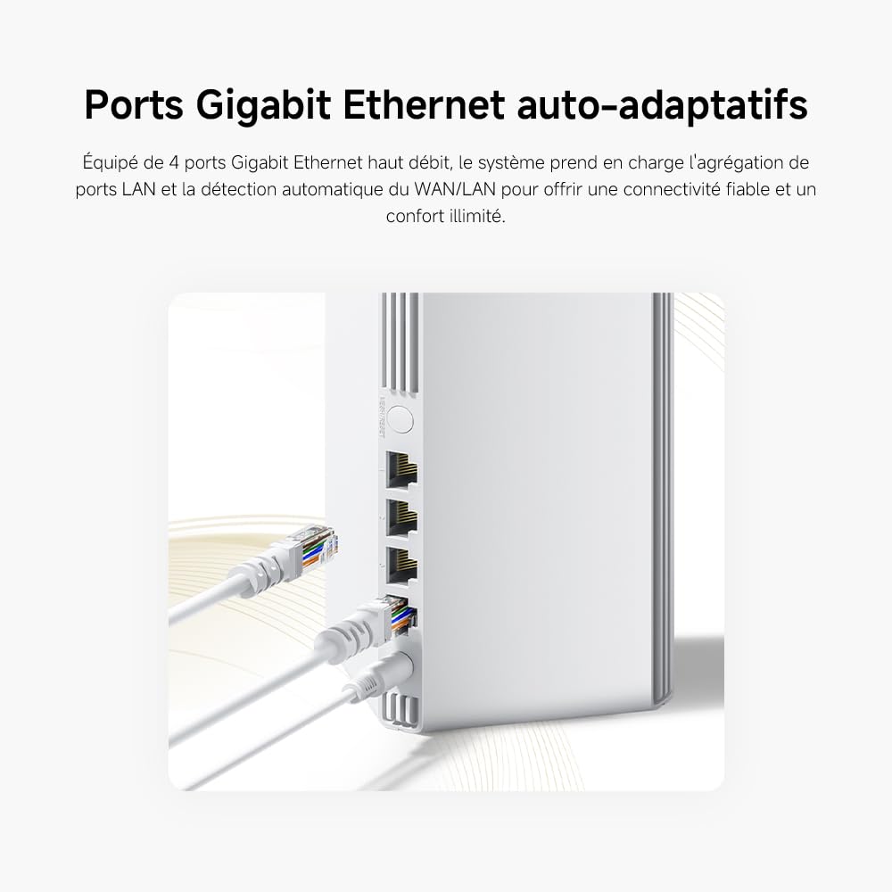 Routeur WiFi6 AX3000 - Port Gigabit, Mesh WiFi, Connexion Stable pour Maison & Bureau
