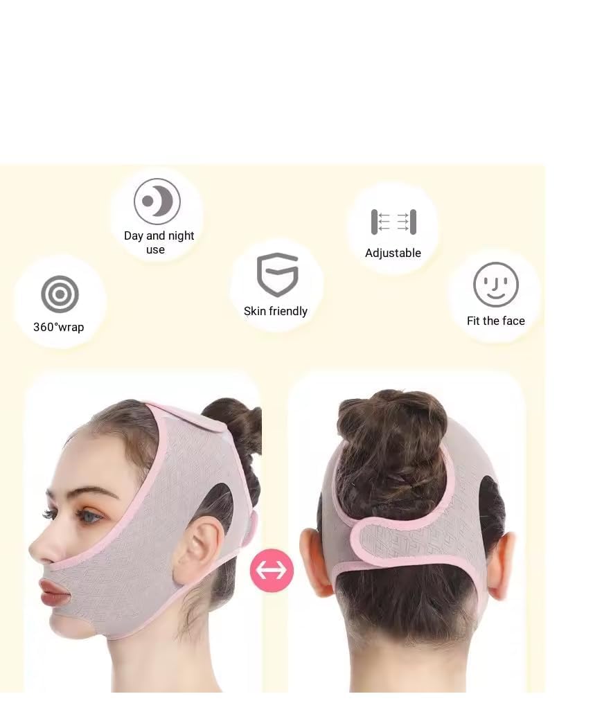 Facial Slimming Belt, Double Chin Reducer Reusable V-Shape Face Mask for Men & Women Facial Shaped UPLift Belt, Slim Cheeks Lifting Jaw Line Shaper Anti Wrinkle Strap Elastic Face Bandage(1 PCS)(J121) 3