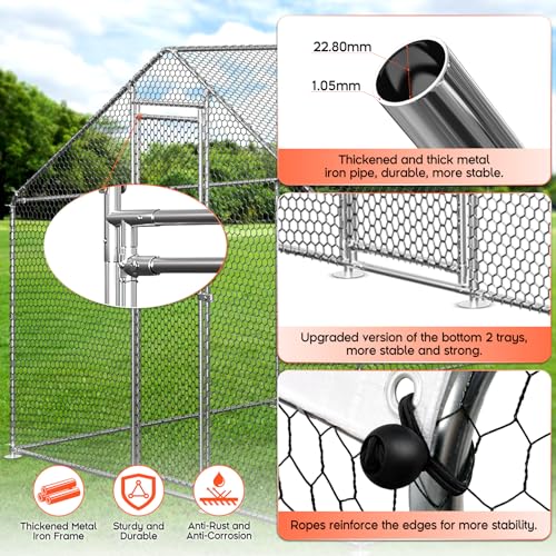 image for TCFUNDY Large Chicken Coop, Chicken Run Metal with Waterproof Cover an