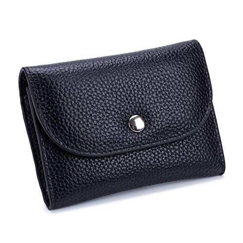 Portamonete Piccolo Donna in Vera Pelle Porta Biglietti da Visita Portafoglio Mini carte di credito con Cerniera Nero