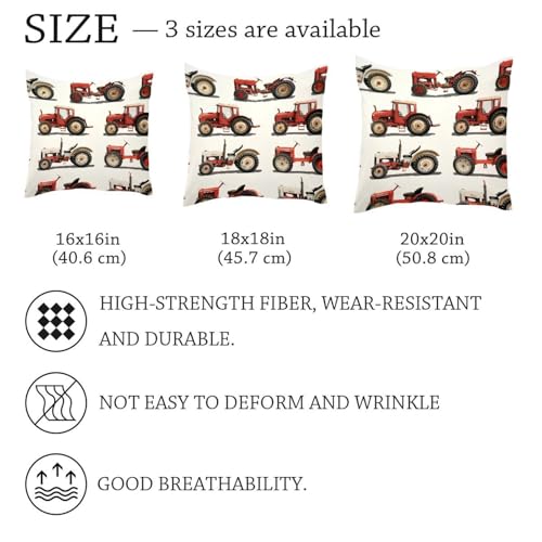Housse de coussin décorative double face 50 x 50 cm imprimé tracteur - 7