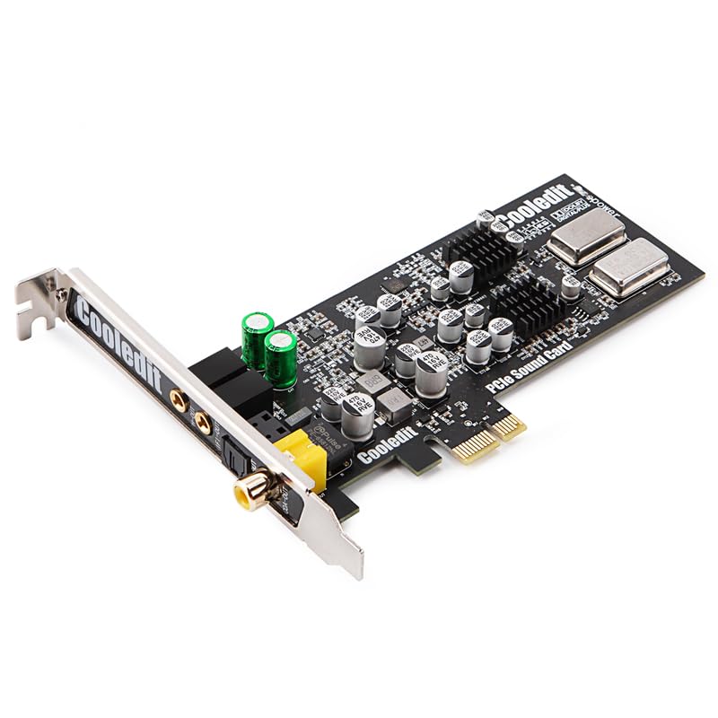Cooledit AXF-6PRO Hi-Res Internal PCIe Sound Card, TRS Balanced Output, RCA Output，116dB DNR ESS Sabre-Class 9018 DAC, Discrete 5.1, Dolby, DTS Encoding (Black)