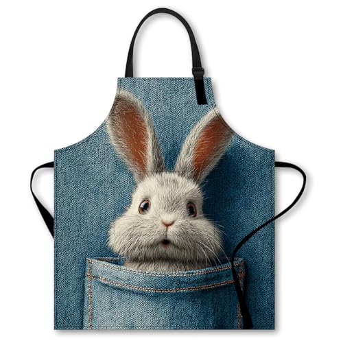 Image of Nuxovilar Polyester Cute Kitchen Apron with Pockets 26.7x30.7 Inches for Home Kitchen Baking Cooking Catering