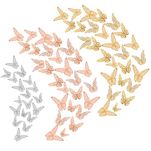 OBSGUMU Mariposas Decorativas 3D (96 piezas), 3 Tamaños de Pegatinas de Pared de Mariposa, Pegatinas Extraíbles Para Decoración de Pared, Para Niños, Fiesta en Casa, Guardería, Decoración de bodas Cover
