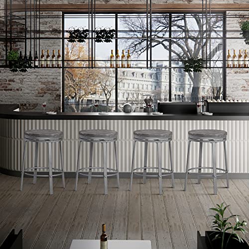 Oulluo Counter Height Bar Stools, Swivel Bar Stools Set Of 2,Stools For Kitchen Counter,24”Metal Backless Counter Stools With Round Wood Seat,Industrial Kitchen Stools For Island,Rustic Grey,520P-Sgwd #TOP3