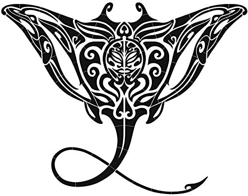 Custom Mosaics, Inc. Tribal Manta Ray Porcelain Swimming Pool Mosaic (60" x 47", Black)