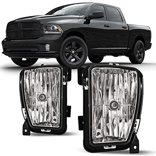 CPW Fog Lights Assembly Compatible with [2013-2018 Dodge Ram 1500 Pickup][2019 Dodge Ram 1500 classic] Driving Fog Lights Clear Lens