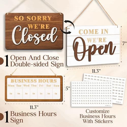 Woodamore Open Closed For Business - Business Hours Sign For Glass Door, Store Hours Of Operation Signs For Business, Restaurant, Cofee Shop