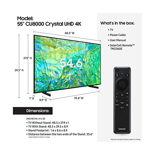 SAMSUNG-55-Inch-Class-Crystal-UHD-CU8000-Series-PurColor-Object-Tracking-Sound-Lite-Q-Symphony-Motion-Xcelerator-Ultra-Slim-Solar-Remote-Smart-TV-with-Alexa-Built-in-UN55CU8000-2023-Model SAMSUNG-55-Inch-Class-Crystal-UHD-CU8000-Series-PurColor-Object-Tracking-Sound-Lite-Q-Symphony-Motion-Xcelerator-Ultra-Slim-Solar-Remote-Smart-TV-with-Alexa-Built-in-UN55CU8000-2023-Model