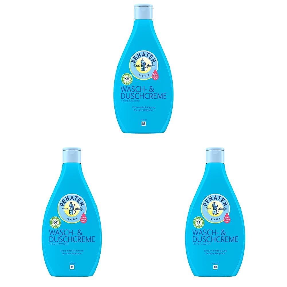 Penaten Wasch- & Duschcreme, mildes Baby Waschgel zur sanften Reinigung und Pflege für zarte Babyhaut, 400 ml (Packung mit 3)
