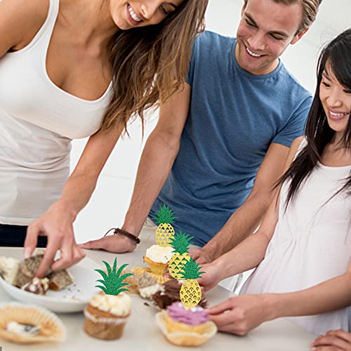 24 Pack Pineapple Cupcake Toppers Glitter Donut Fruit Cupcake Picks Hawaiian Luau Aloha Summer Tropical Theme Baby Shower Bridal Shower Wedding Or Birthday Party Cake Decorations Supplies #TOP5