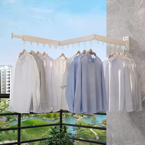 Wall Mounted Clothes Drying Rack, Space-Saver Retractable Drying Rack Laundry Drying Rack Wall Mount, Clothes Airer Indoor Folding for Laundry, Balcony, Mudroom, Bedroom