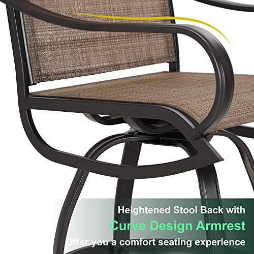 Mfstudio Outdoor Bar Stool, Patio Counter Height Sling Fabric Bar Chairs Set Of 4, All-Weather Resistant, Brown #TOP2