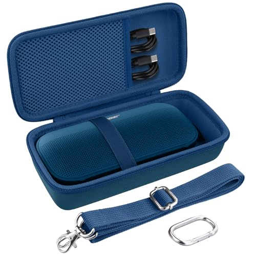 Image of co2CREA Hard Travel Case for Bose SoundLink Flex 2 /1 Speaker, Twilight Blue | Carabiner Attachment, Comfortable Hand Strap, Detachable Shoulder Strap, Accessory Organization, Secure Protective Storage