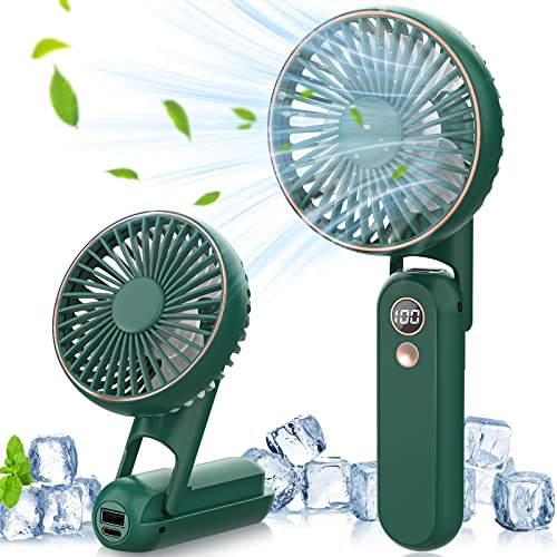 AUGOLA Portable Handheld Fan, USB Desk Fan Mini Electric Table Desktop Fan Rechargeable Battery Operated Hand Held Fan for Home, Office, Camping and Traveling（Green）