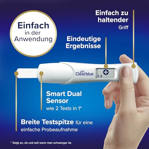 Clearblue Schwangerschaftstest Frühtest digital, Pregnancy Test, 1x Frühschwangerschaftstest/Schwangerschaftsfrühtest mit Wochenbestimmung, Schwangerschaft bestimmen, 25 mIU/ml