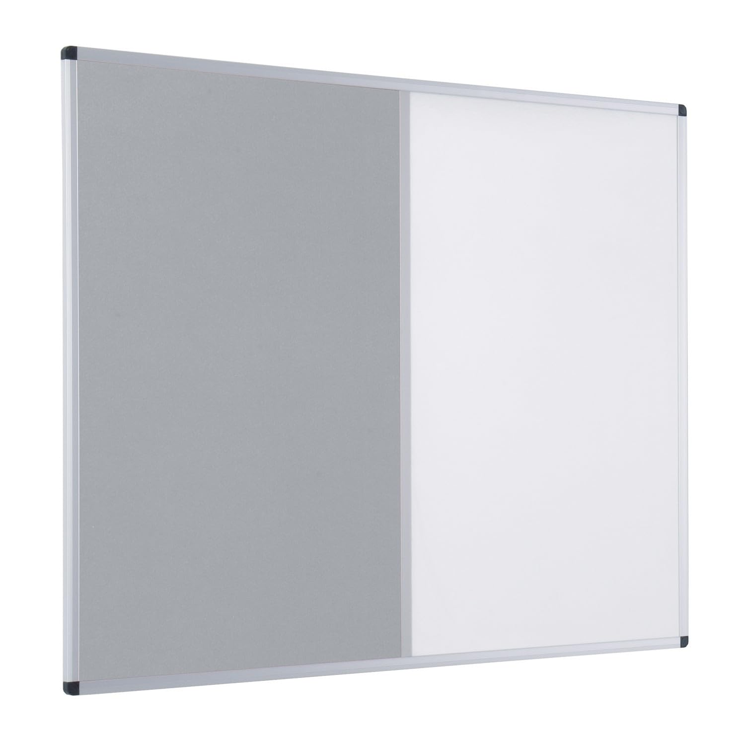 Metroplan Combination Noticeboard and Whiteboard, Light Grey Felt with Drywipe Surface, Aluminium Frame, 90 x 60 cm, Wall Mounted, with Pen Tray Ideal for Home, Office and School