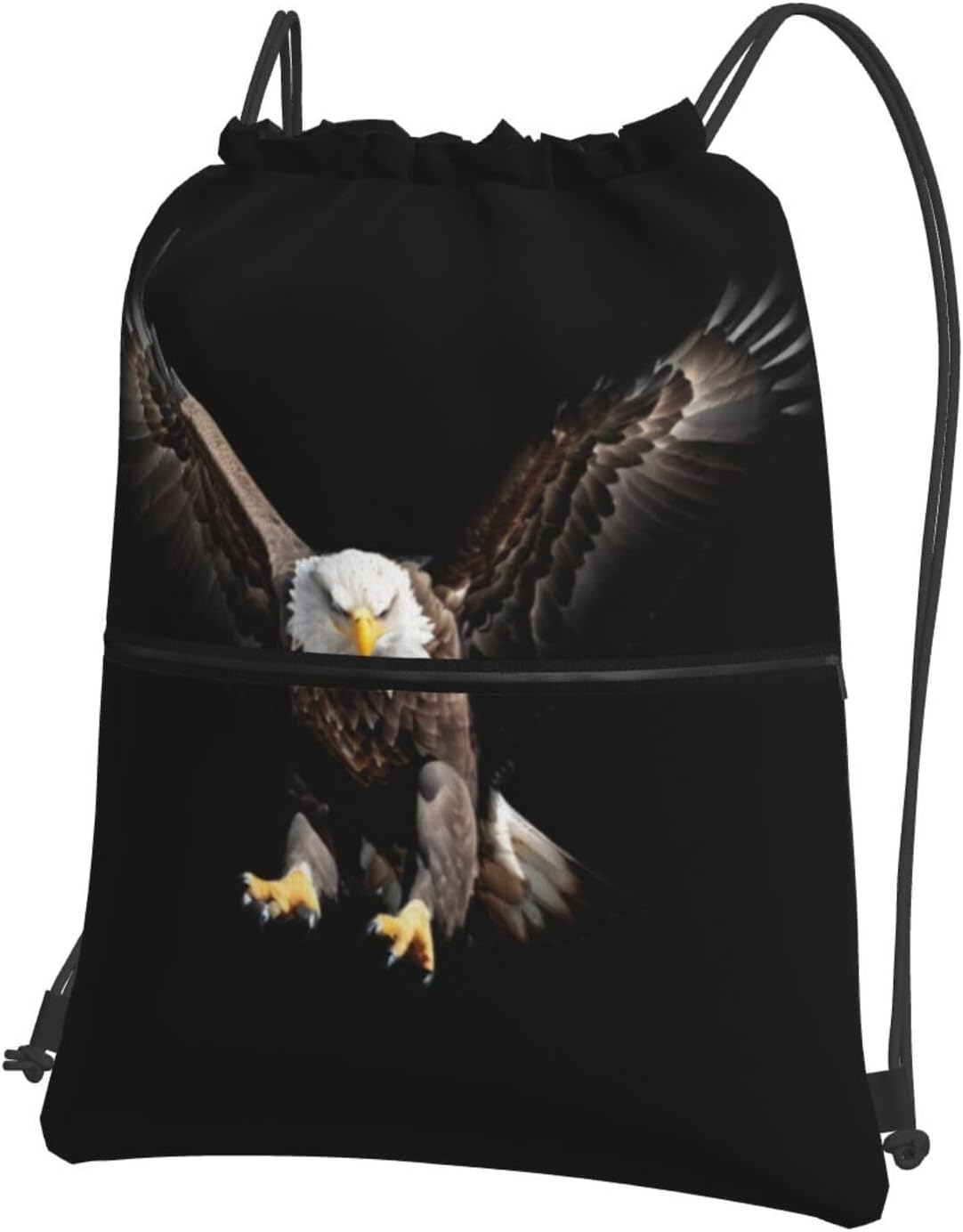 Men's and women's The eagle flying high Printing drawstring backpacks, sports and fitness outdoor bags, waterproof and durable