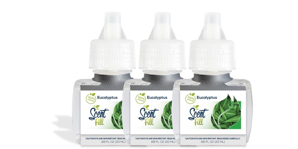 Scent Fill 100% Natural Eucalyptus Plug in Air Freshener, Scented Oil Refills, 3 Refills