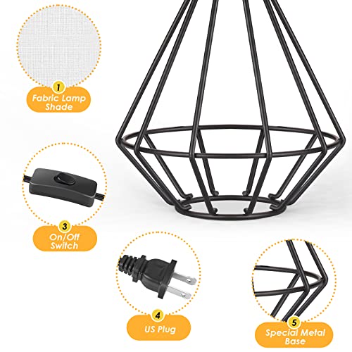 Ggoying USPYF-LED-CTL03-2 Set Of 2 Bedside Table Lamp, Black Metal Modern Lamp With White Fabric Shade thumb #7