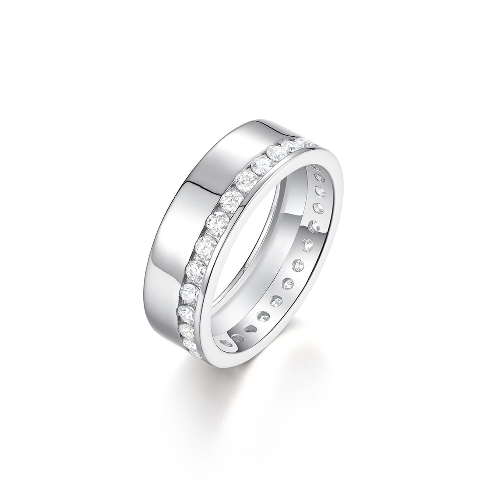 950 Platinum obrączki ślubne, drobna obrączka z moissanit prawdziwe złoto, PT950 pierścionki przyjaźni, rozm. 47 (15,0)
