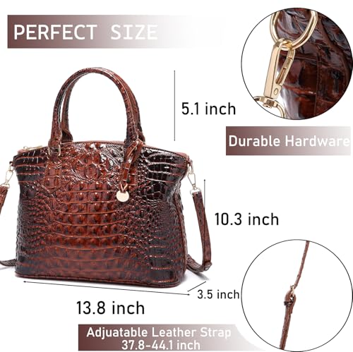Image of Makcr Joacbv Women Purse Satchel Bag Long Crossbody Classy Tote Bag Top Handle Vegan Leather Ladies Handbags Embossed Pattern