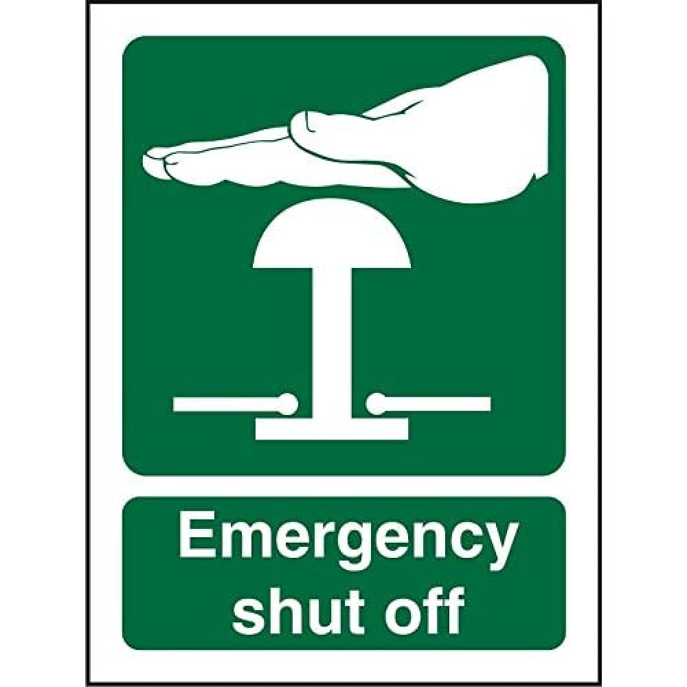 Mandatory Sign Shut Off Adhesive Vinyl 20 x 15 cm