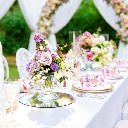 Image of 10 Pack Round Mirror Centerpieces for Tables Decorations, 6 inch Acrylic Circle Mirror Centerpieces Mirror Tray Candle Plate Centerpiece for Wedding Table Decorations Wall Decor (Round, 6inch)