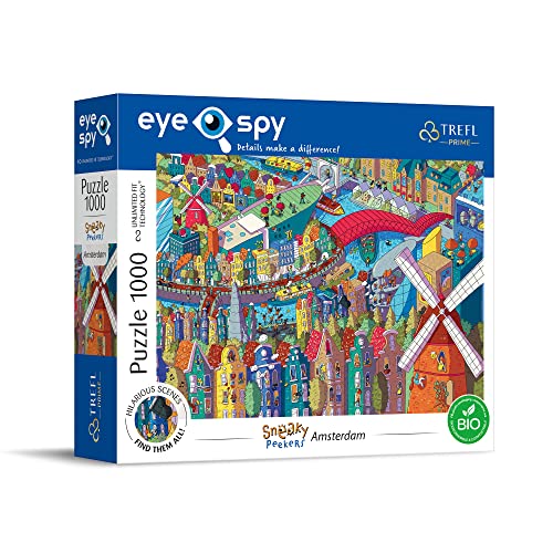 Trefl EYE-SPY Amsterdam Netherlands Sneaky Peekers - 1000 Piece Jigsaw Puzzles for Adults & Kids Aged 12+ - UFT Connectable Puzzle - Find The Hilarious Scenes