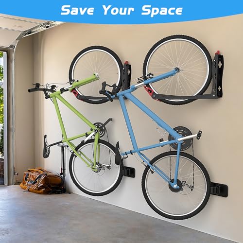Image of WALMANN BIKEPAL No Lifting Wall Mount Swivel Bike Rack, Bike Wall Hangers | Garage Space Saving Vertical Bike Storage, Bicycle Swivel Rack Holds Up to 78 lbs, Max. Tire Width 2.4 inch