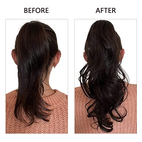 RUNATURE Brown Pony tail Hair Extension Real Human Hair Brown Ponytail Extension Human Hair Remy Human Hair Straight Ponytail Hair 18 In 80g #2 - Image 2