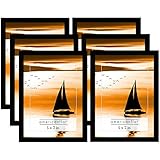 Americanflat 6 Piece 5x7 Gallery Wall Picture Frame Set in Black with Polished Plexiglass-Hanging Hardware and Easel Stand Included, Count