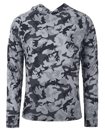 Image of FISHEAL Men's Camo Fishing Hoodie, UPF 50+ Long Sleeve Sun Protection Shirt