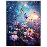 OPVYAEU Diamond Painting 30 x 40 cm para adultos, cuadro con diamantes temática naturaleza y flores, kit creativo DIY Diamond Painting, puzzle cuadrado relajante y entretenido para adultos