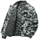Gopune Men's Windproof Bomber Jacket Warm Water Resistant Windbreaker Winter Outwear Quilted Jackets Coats Camouflage,M
