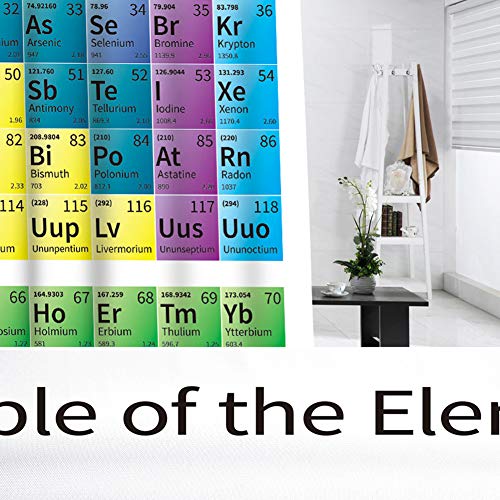 Colom Waterproof Polyester Elements Periodic Table Shower Curtain, Modern Family Decor Fabric Chemistry Colorful Bath Curtain Set Hooks-D 180X80Cm(71X31Inch) #TOP1
