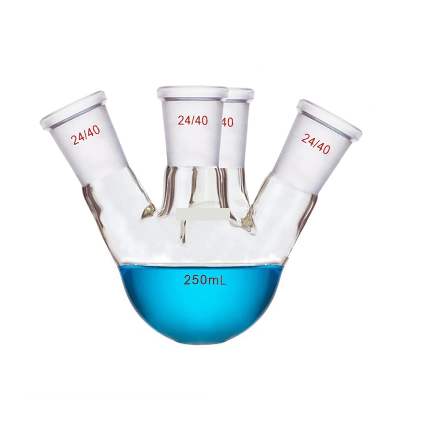 Frasco de vidrio de 4 cuellos, 250ml, 24/40, fondo redondo, botella de química de laboratorio de cuatro cuellos