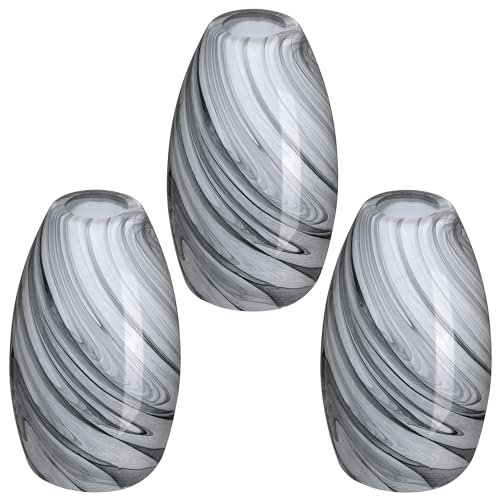 Image of 3 Pack 4.65 Inch Hand Blow Art Grey Glass Lamp Shade Pendant Ceiling Chandelier Wall Sconce Light Replacement Oval Glass Shade Fixture