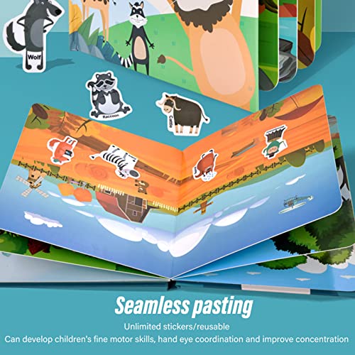Animal Sticker Book, Kids Stickers Sticker Books Enlightenment Seamless Coling Improve Hand Eye Coor