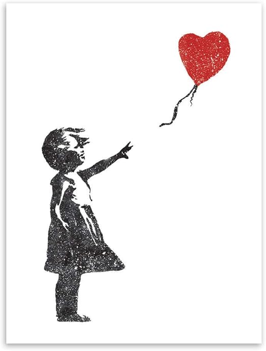 Amazon Co Jp バンクシー 女の子 赤い風船 アートパネル アートフレーム モダン 額縁なし Banksy 黒と白の落書き ポスター 落書き 21 30cm おもちゃ