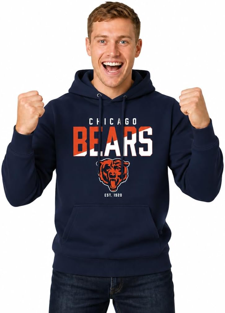 TeamFanApparel Officially Licensed NFL Chicago Bears Hoodie Fleece Sweatshirt for Men and Women Unisex S-3XL